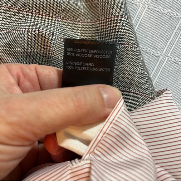 Haggar Men's 42S Plaid Windowpane Blazer Contrast Stitching Preppy Academia - Picture 14 of 15